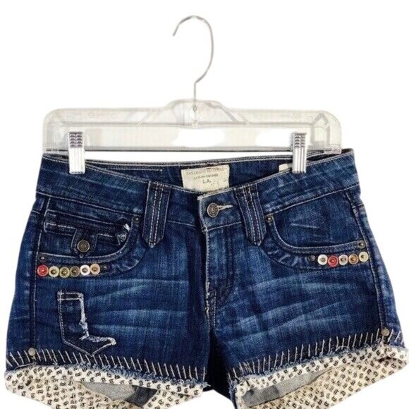 Taverniti So Denim Embellished Jeans Shorts 26 festival HTF Rare 30/3" inseam - Picture 3 of 12